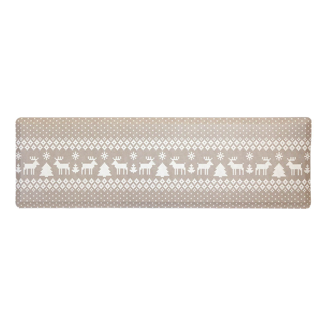 Christmas Sweater neutral anti-fatigue kitchen runner mat with wipeable surface and holiday winter design for kitchen comfort.