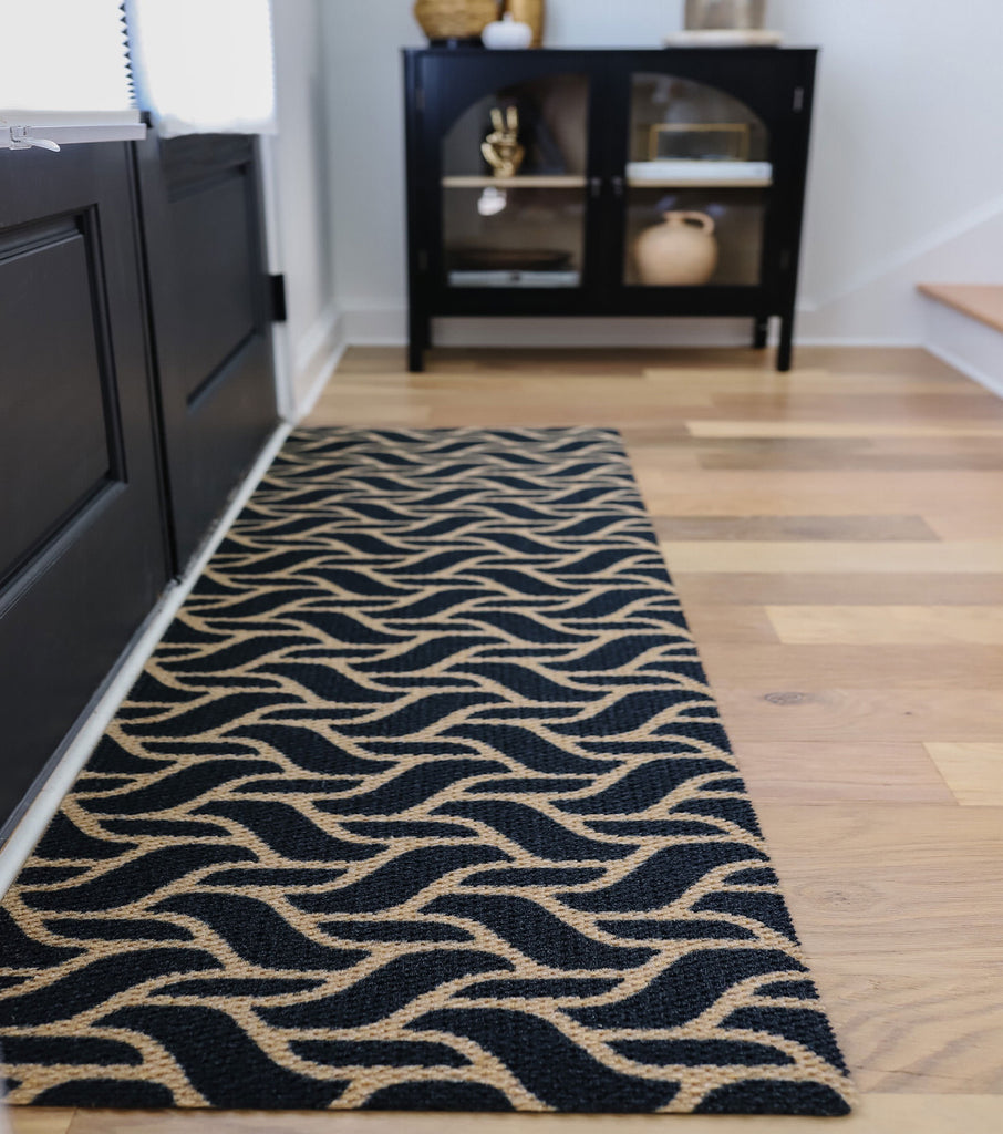 Coir and black basketweave interior doormat with rubber backing
