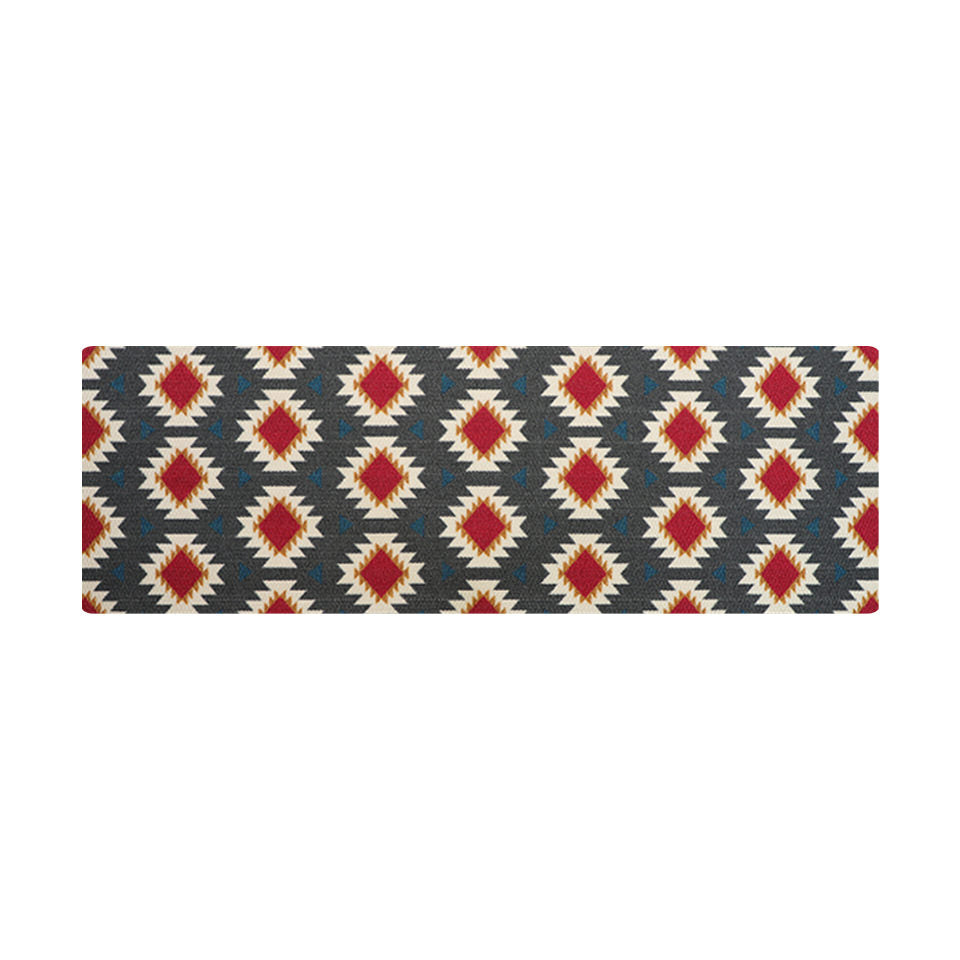 Isolated image of Aztec double doormat in gray and berry
