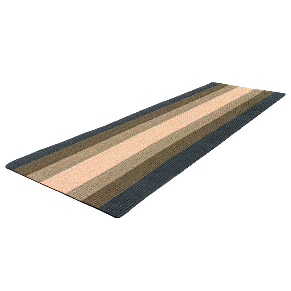 Long doormat in black and brown stripes is ideal for indoor door mat.