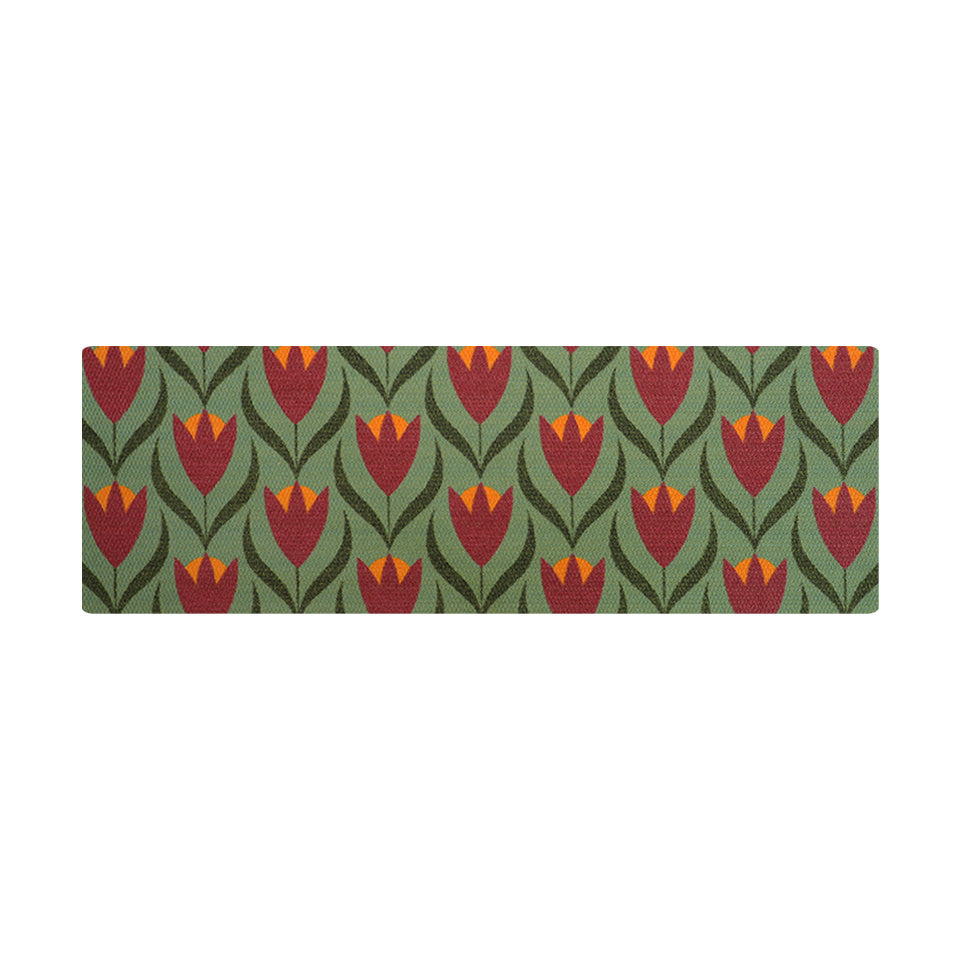 isolated image of buttercups double sized doormat in green and berry (deep red)