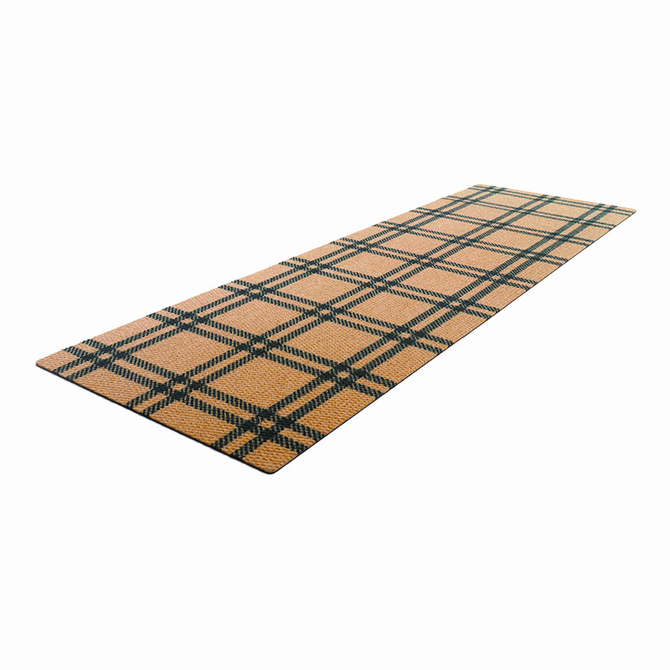 Long doormat with a plaid design can also be used as a decorative mat that can be used as a kitchen runner mat or laundry room mat.