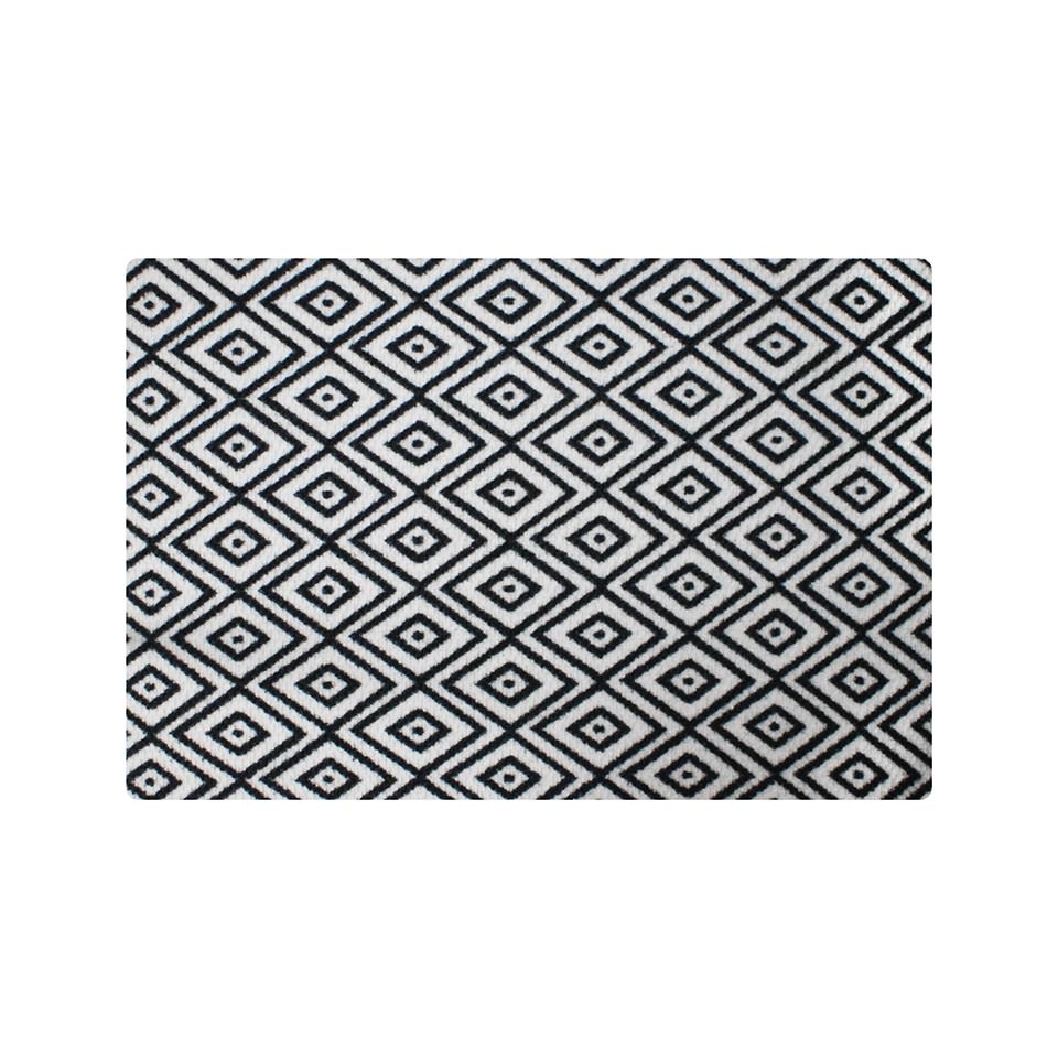 single door size diamond dot doormat in black and white