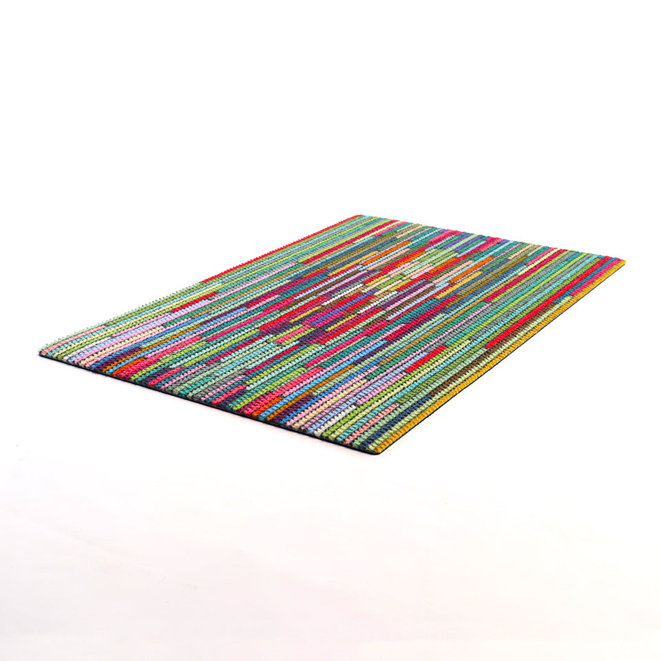 Colorful welcome mat comes in a single door size and features all the colors of the rainbow.