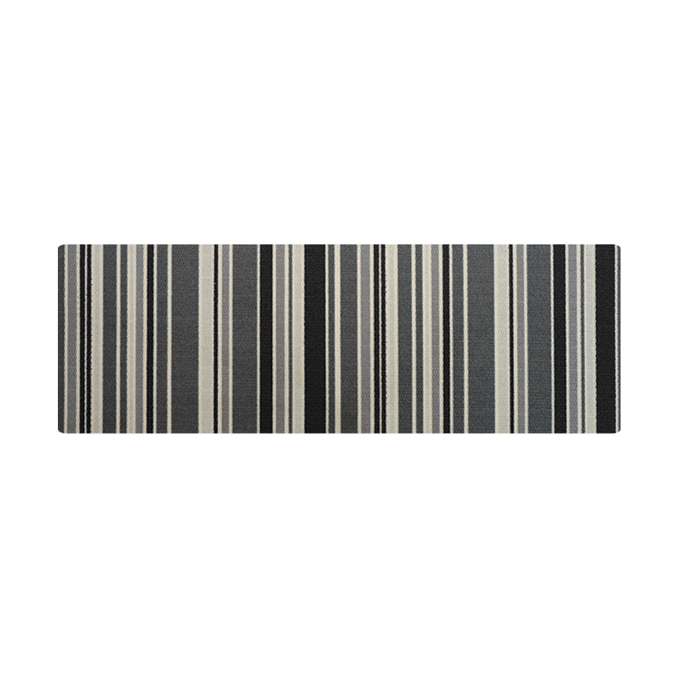 Double door sized doormat in grey black and white stripes