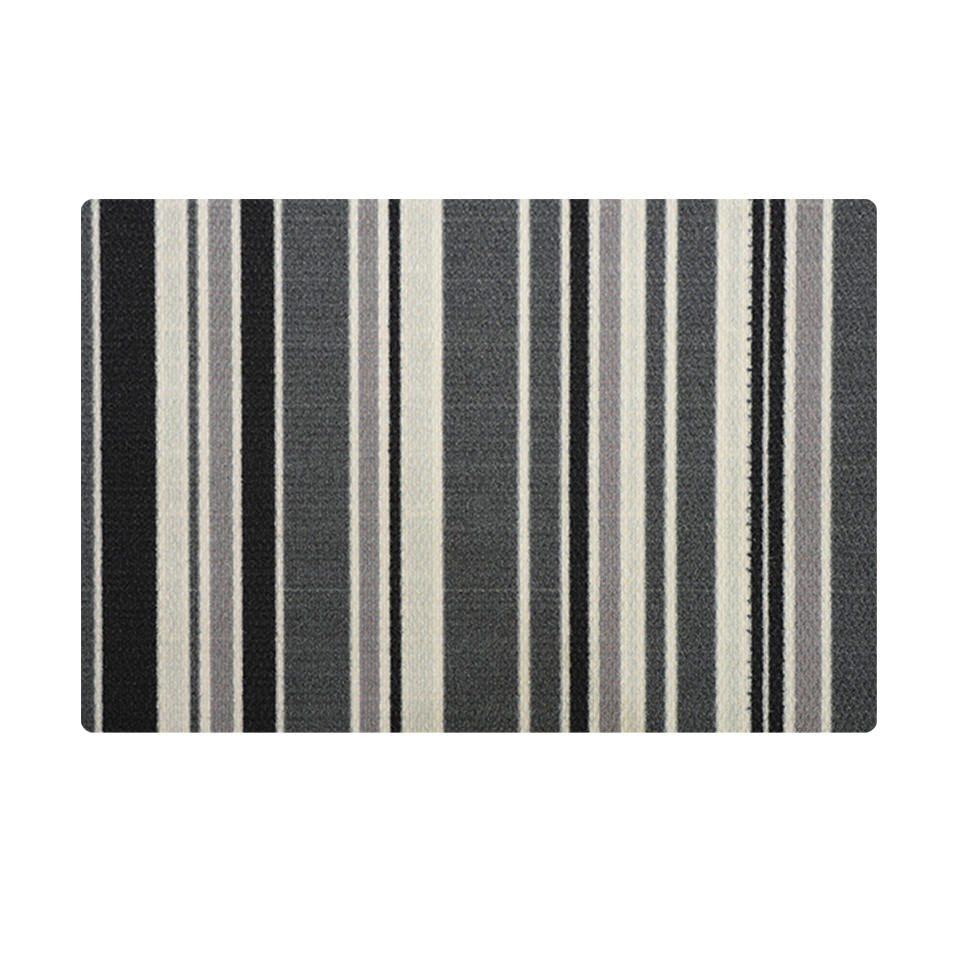 Grey striped doormat with a classic look