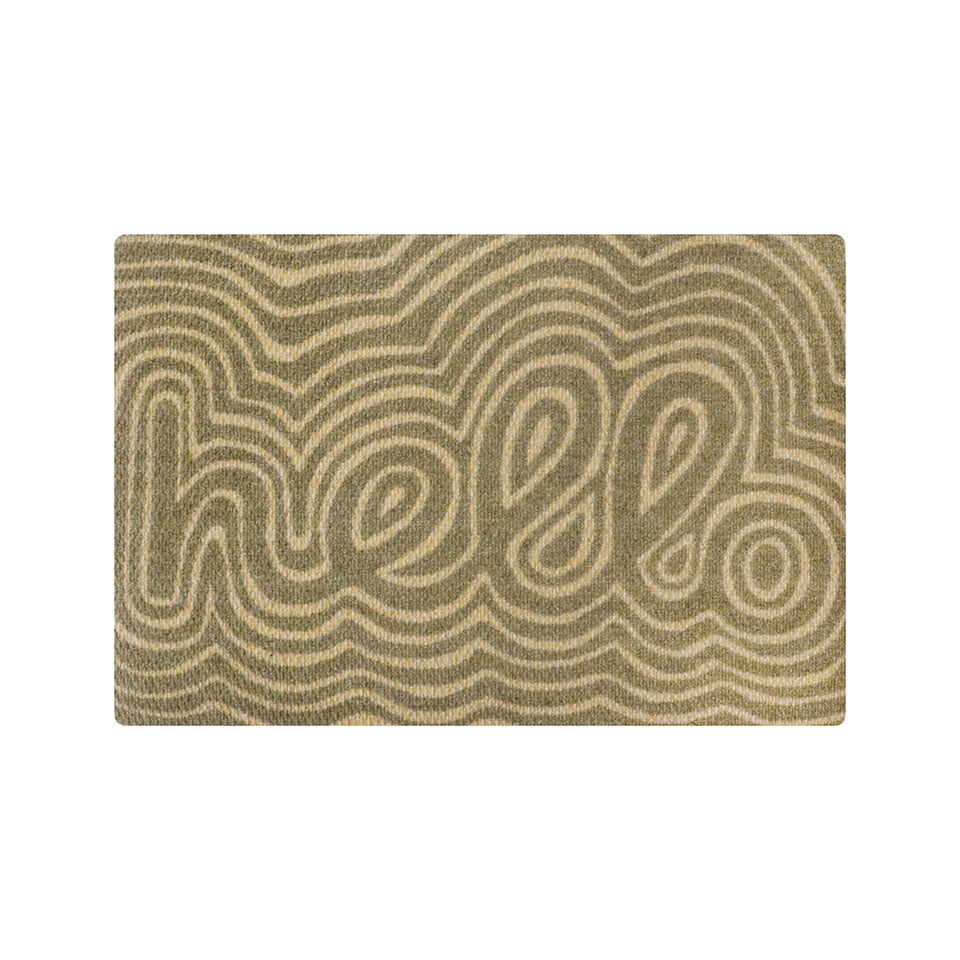 Groovy cursive hello doormat in two tone coir