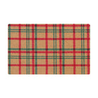 Green red and coir holiday glen plaid doormat for single door