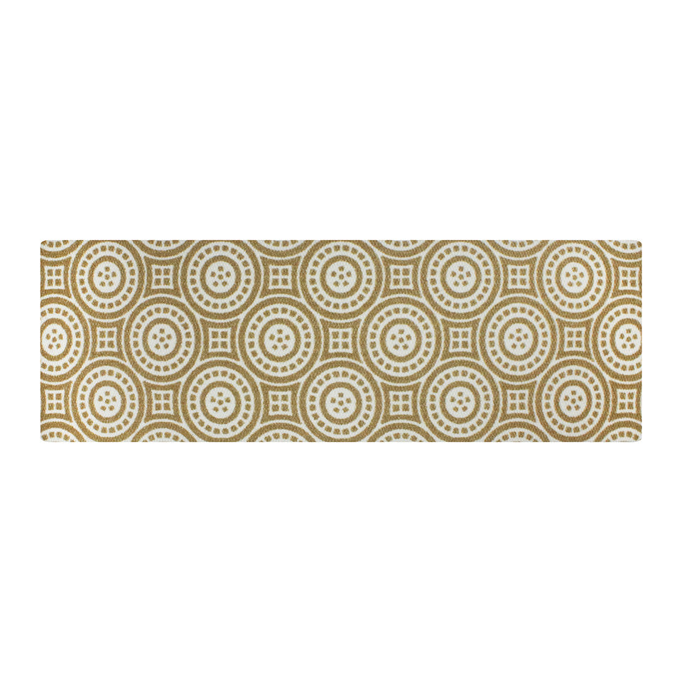 Coir and white double door circle medallion pattern doormat