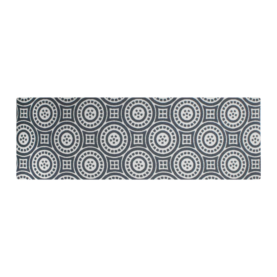 Grey and white circle medallion double door doormat