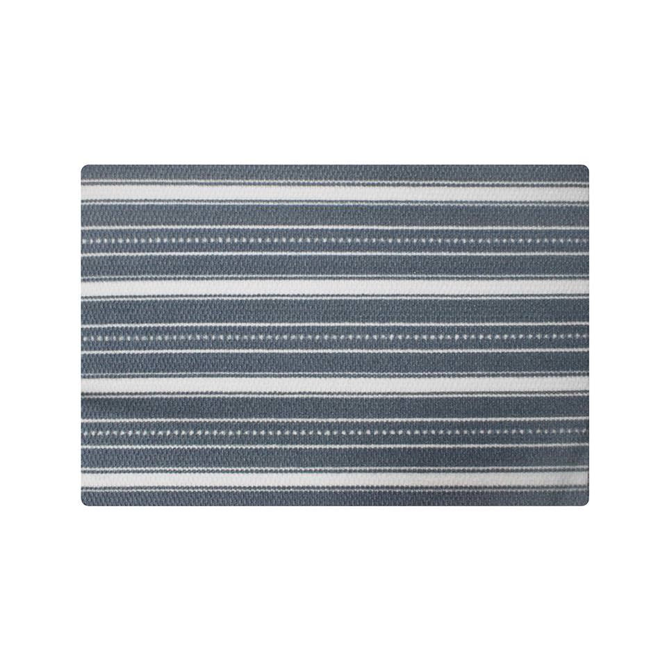 Multi-Stripes single door doormat in grey features a classic stripe design. Made in America with recycled materials.