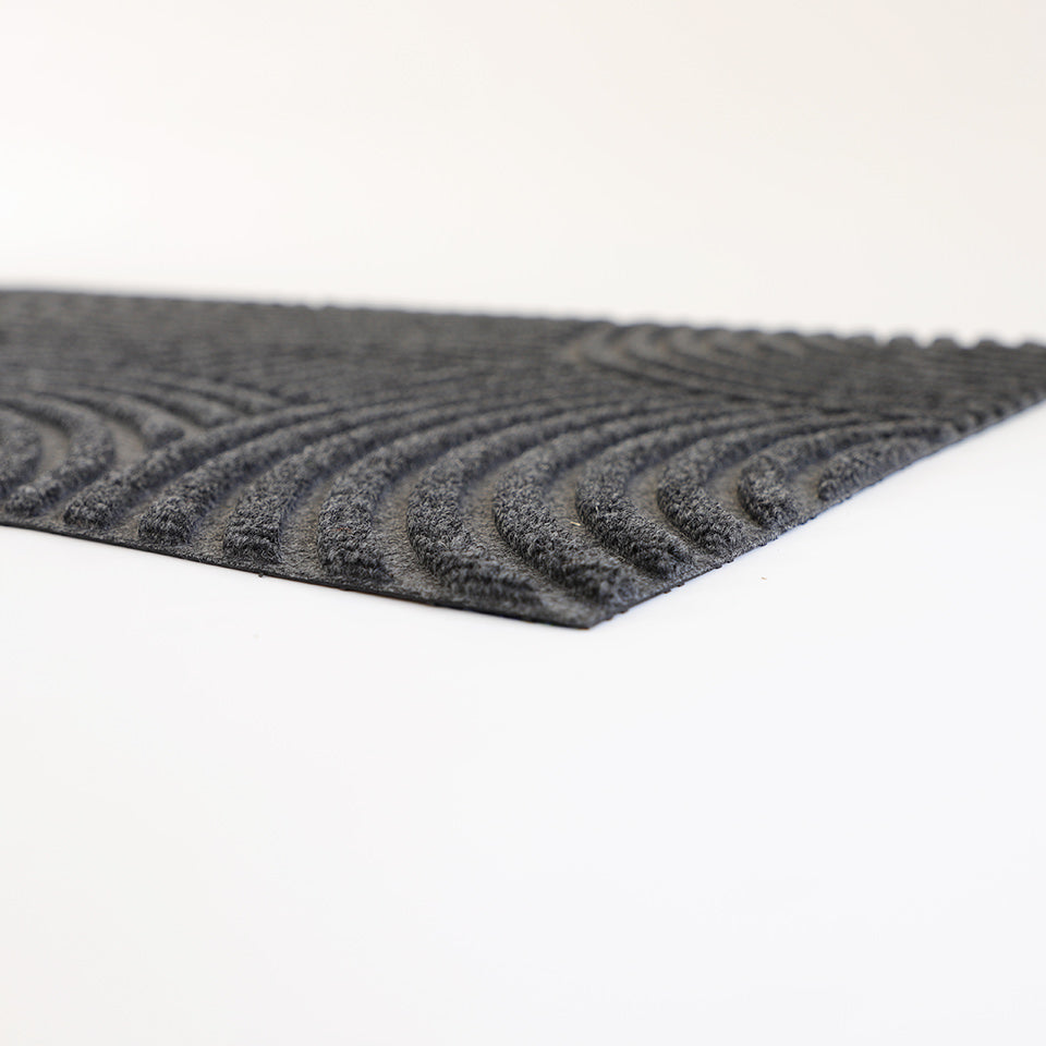 Put Your Records On single door doormat in graphite is a low-profile decorative mat that will not shed, rod, or fall apart. The best doormat for outdoor areas. Made with recycled materials. 