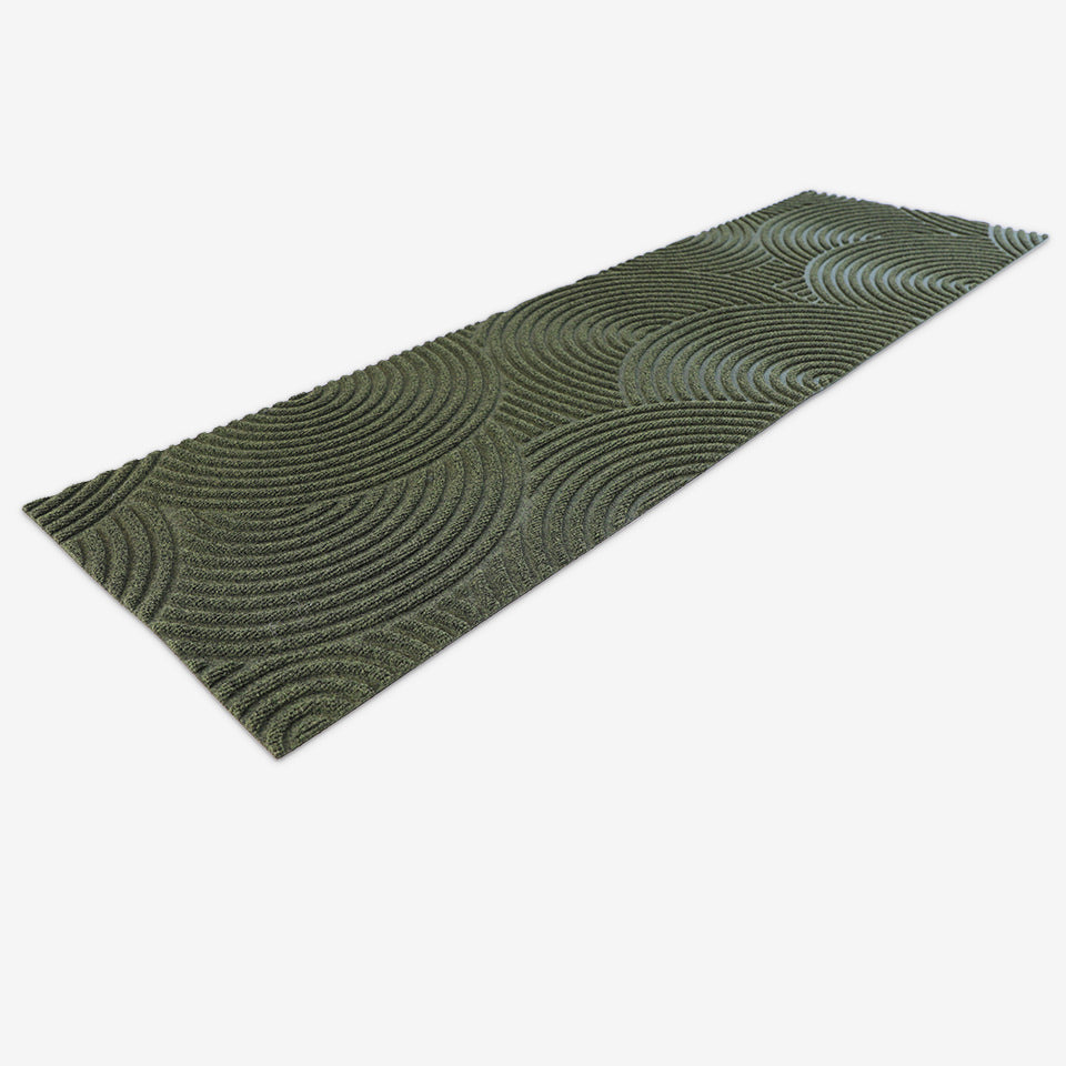 Put Your Records on double door mat in olive green is a large doormat that cleans the bottom of shoes and pet paws. Easy to clean and will last many years. Made in the USA.