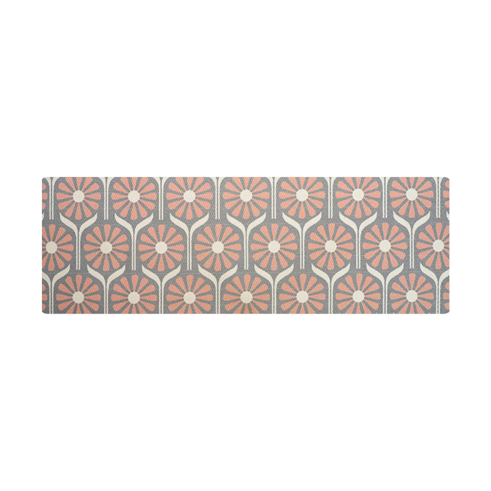 Retro Daises Double Doormat - Overhead Pink Grey