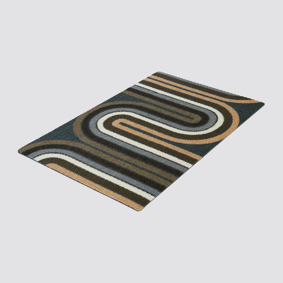 Retro Vibes in browns and greys is part of our mid-century modern collection of doormats. Nostalgic retro feel with a modern clean line look for your porch or entryway.