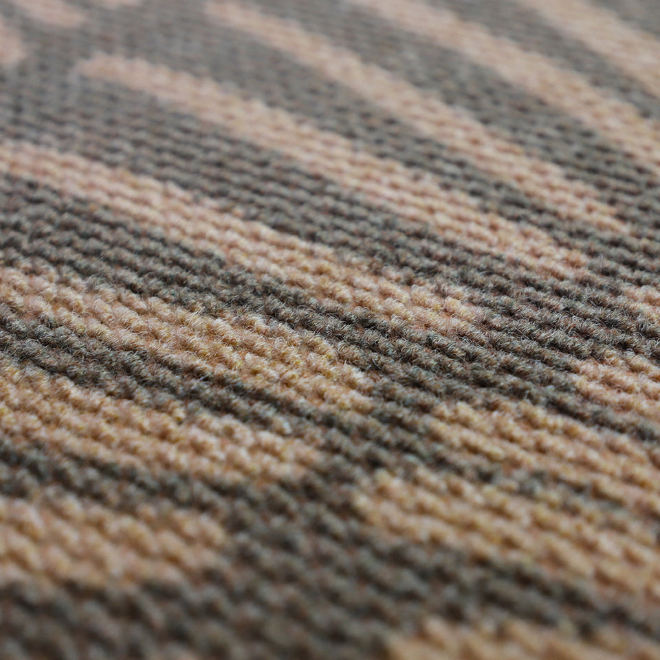 Close up of Sunburst tan and coir doormat showing our non shedding fibers.  