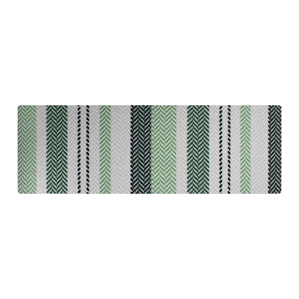 Textured Stripes double door in green is a large door mat that you can place indoor or outdoors if covered. Will not shed or rot.