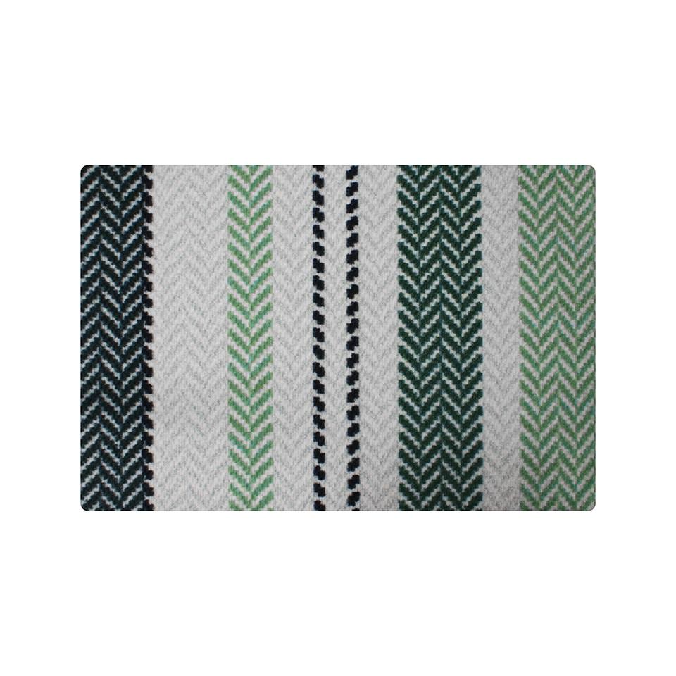 Textured Stripes single door door mat in green is a stylish mat that keeps floors dry and clean. Rubber backing makes it a door mat that will not slip or shift.