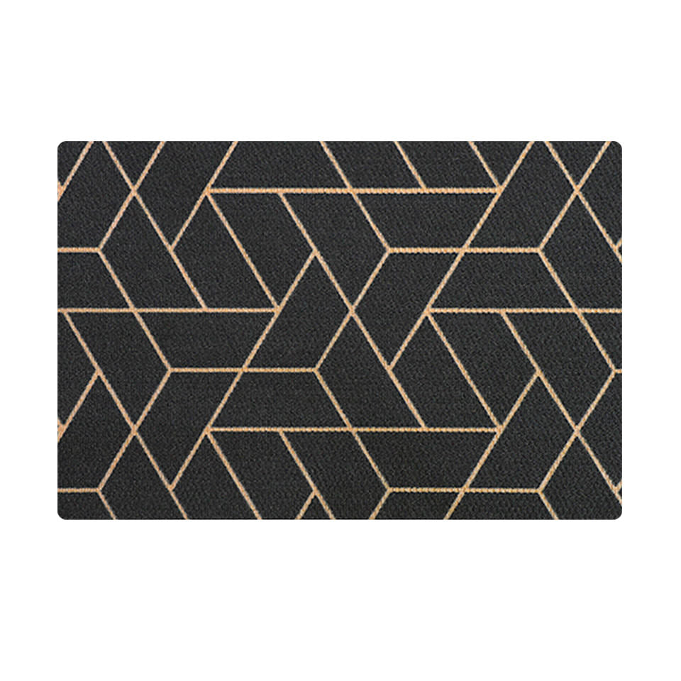 Triangulation single door doormat is a modern looking doormat with a black and yellow geometric pattern. It will look good on any front porch and is Made in the USA.