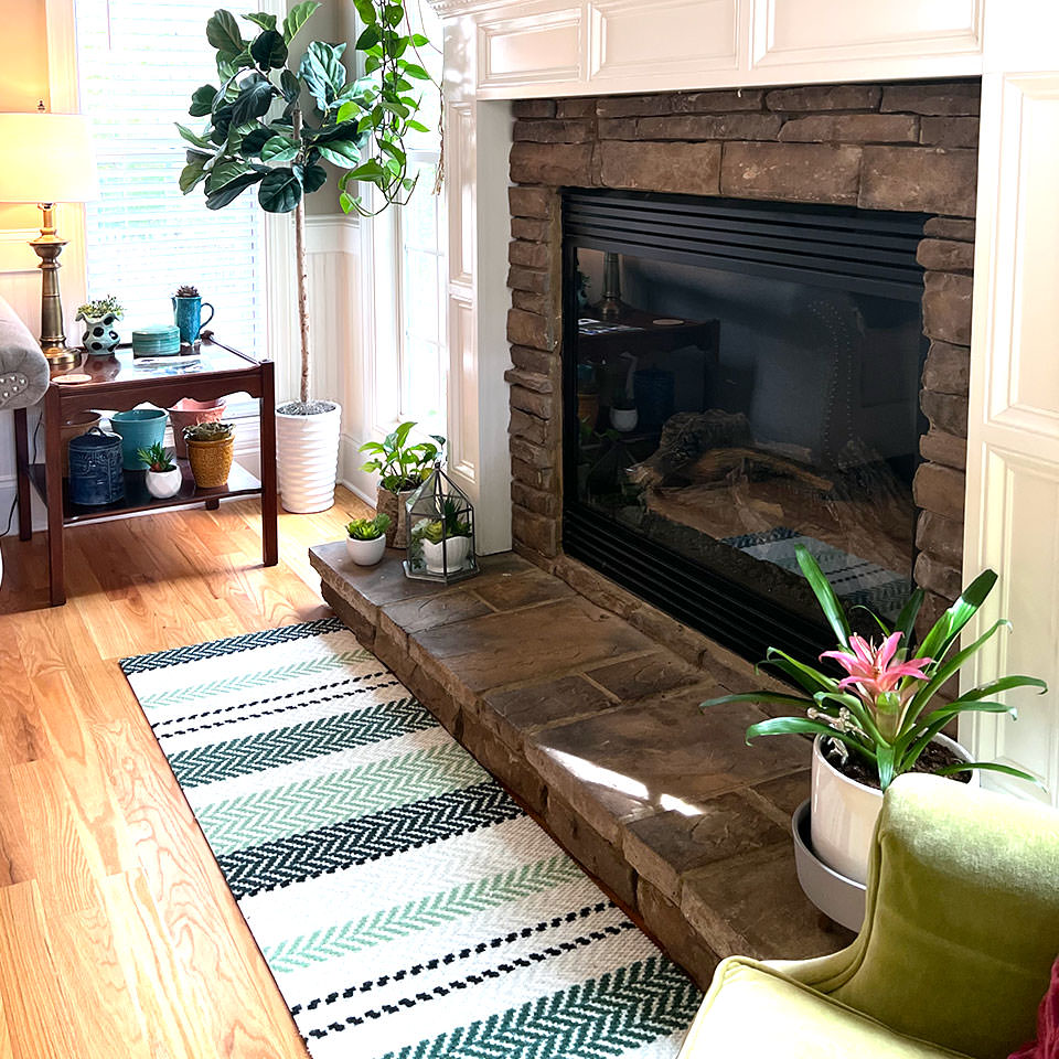Textured Stripes double door is a green mat that can be used in other areas of the home. Because our mats are flame resistant you can place in front of your fireplace.